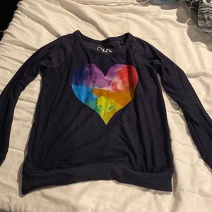 NEW without tags CHASER heart sweatshirt navy rainbow size medium